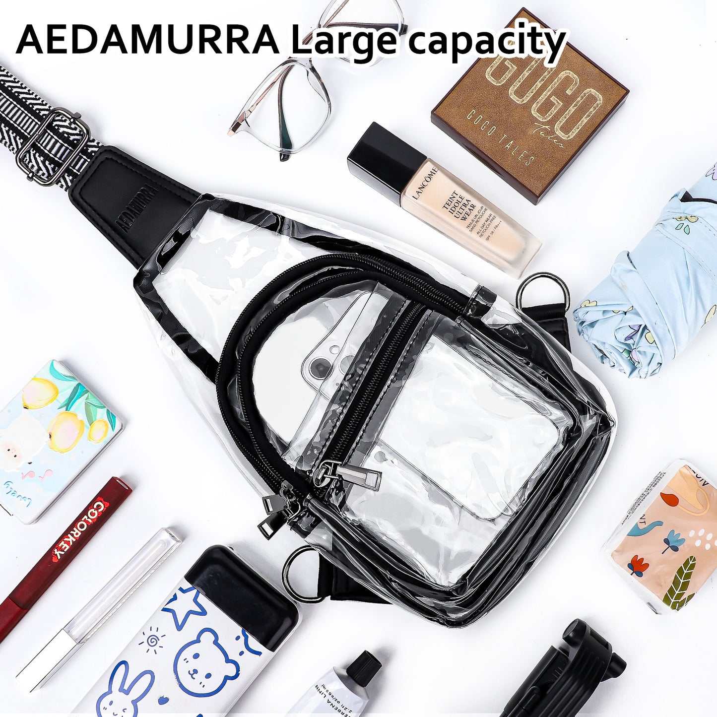 AEDAMURRA Clear Bag Stadium Approved Sling Bag Pack Crossbody Adjustable Strap Purses for Women Men