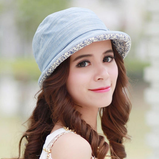AEDAMURRA Women's Foldable Floral Bucket Hat with Bowknot