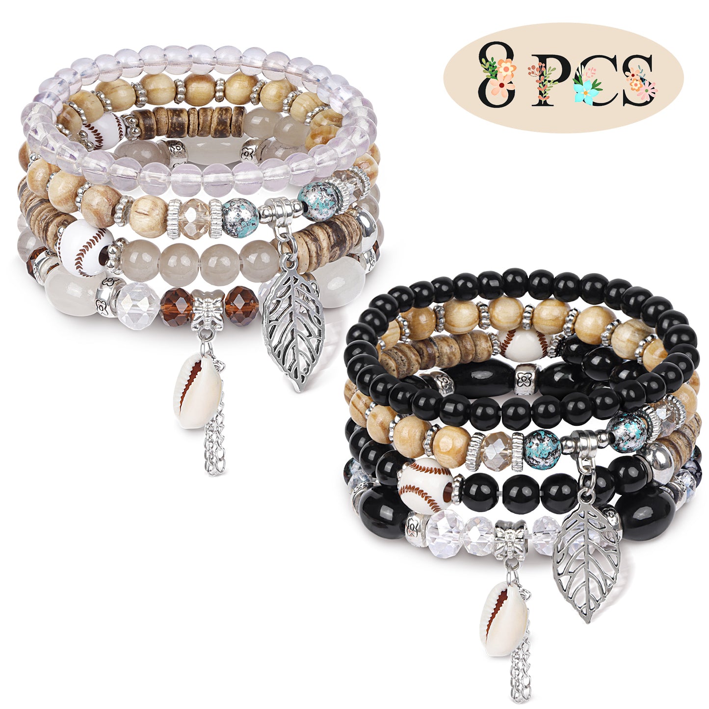 AEDAMURRA Bracelets for Women, Bohemian Stackable Stretch Retro Gifts Jewelry Colored and Pink