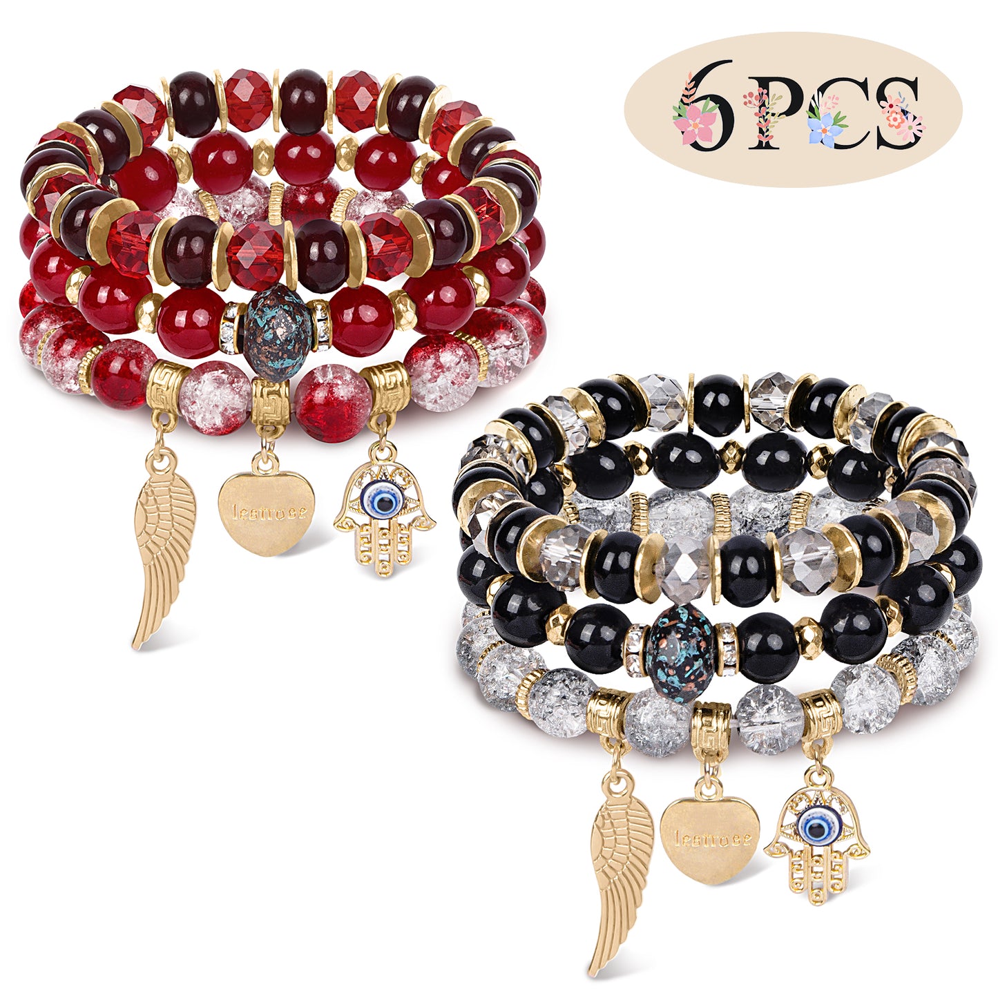 AEDAMURRA Bracelets for Women, Bohemian Stackable Stretch Retro Gifts Jewelry Colored and Pink