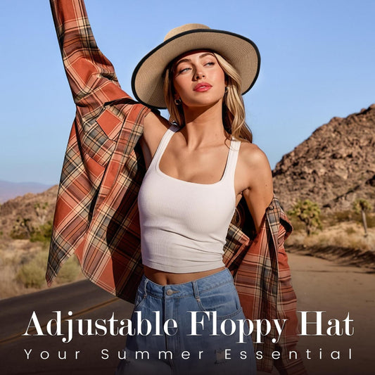 AEDAMURRA Wide Brim Summer Straw Hat Foldable Packable Roll up Cap