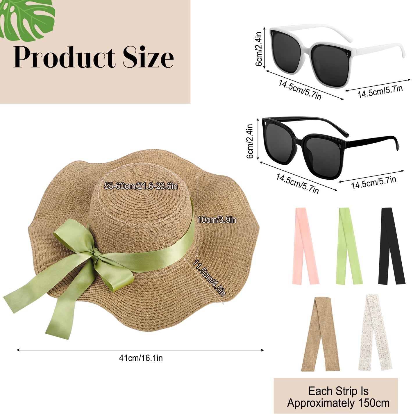 AEDAMURRA Straw Hats and Bag for women Beach Hat, Sun Hat for Women Women Summer Hat Wide Brim UPF 50+ Khaki