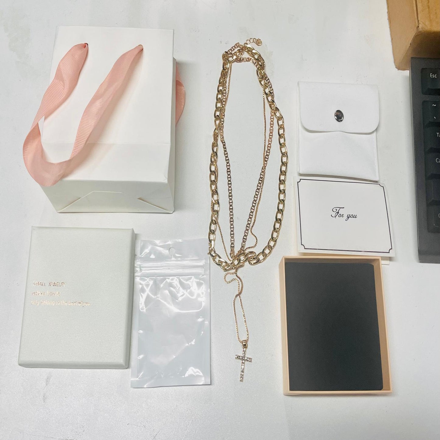 AEDAMURRA Necklace for Women, Layered Gold Plated Cross Necklaces Stackable Dainty Chain Jewelry Set Gifts for Mother Valentine Day Birthday
