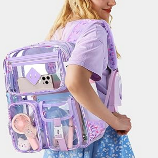AEDAMURRA Clear Heavy Duty PVC Backpack for School Transparent Bookbag