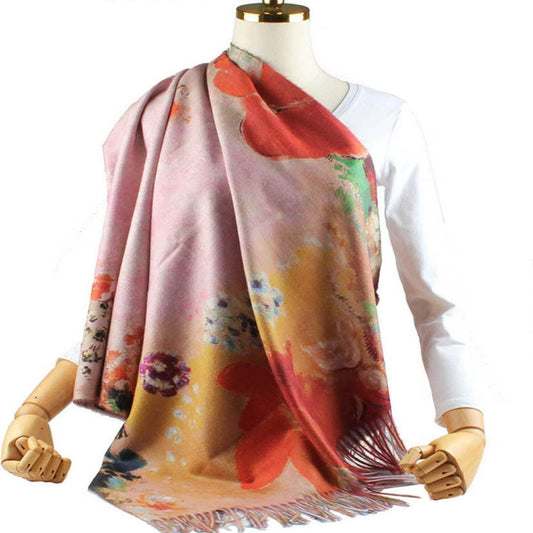 AEDAMURRA Women Winter Soft Warm Scarves Large Shawl Wrap Monet Van Gogh Art Print