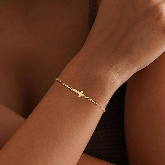 AEDAMURRA Cross 14k Gold Plated Bracelet for Women