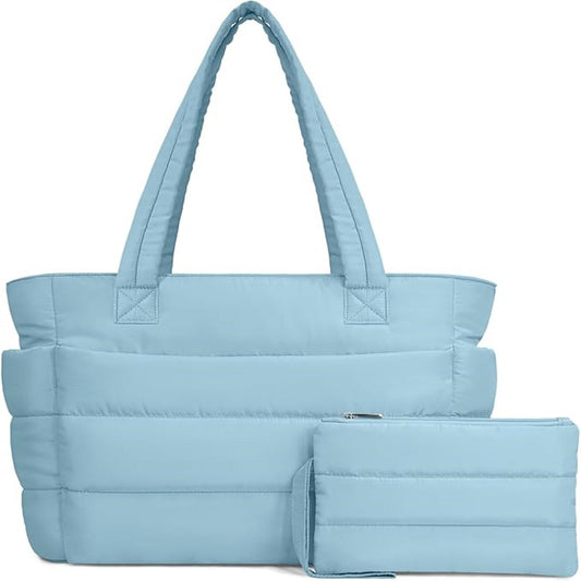 AEDAMURRA Puffer Tote Bag for Women Lightweight Puffy Handbag with Compartments