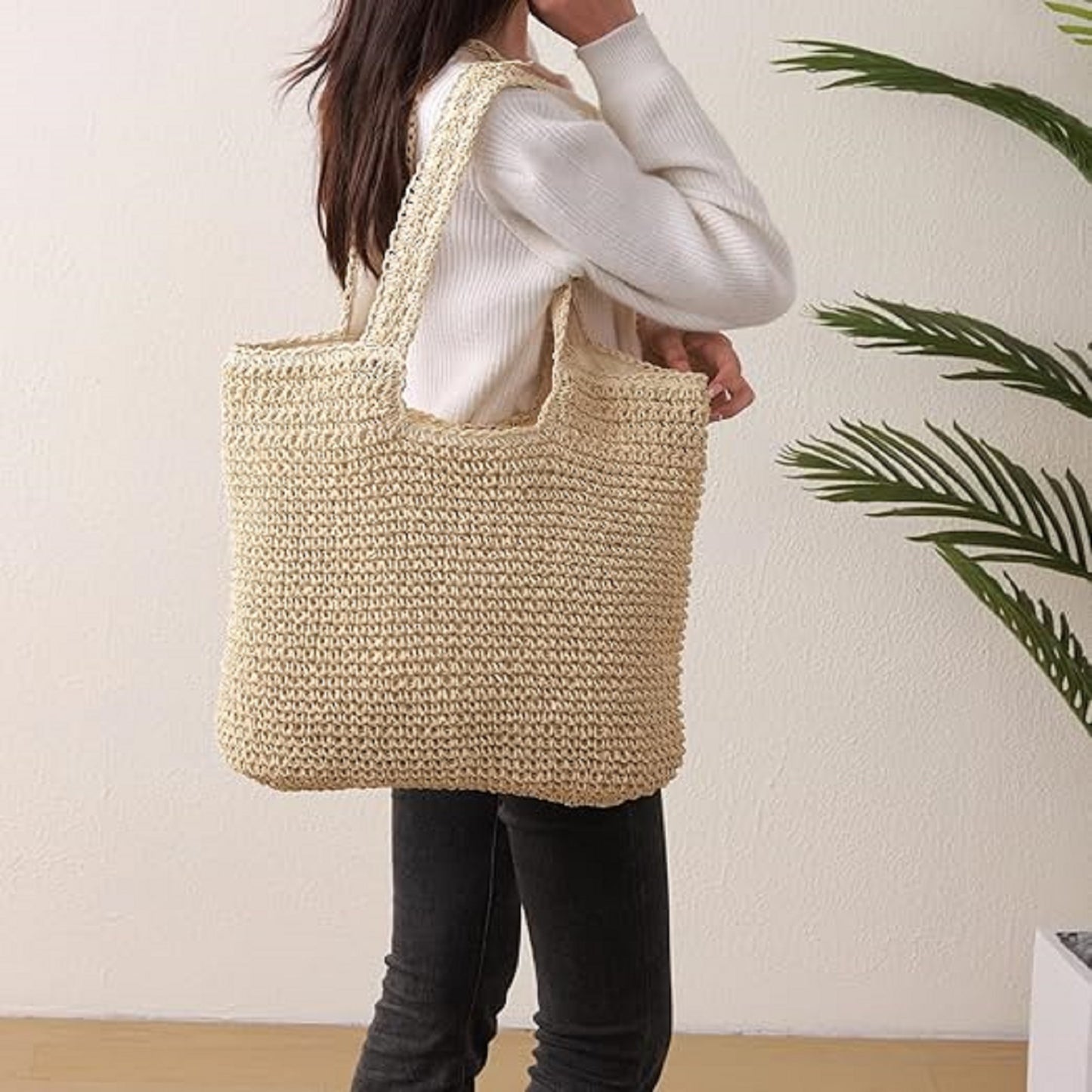 AEDAMURRA Beach Bags for Women Large Beach Tote Straw Bag for Summer Vacation