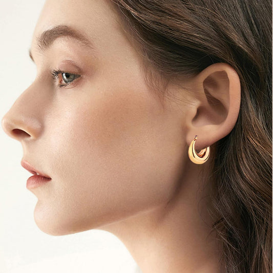 AEDAMURRA 6 Pairs 14K Gold Hoop Earrings for Women Lightweight Chunky Earrings