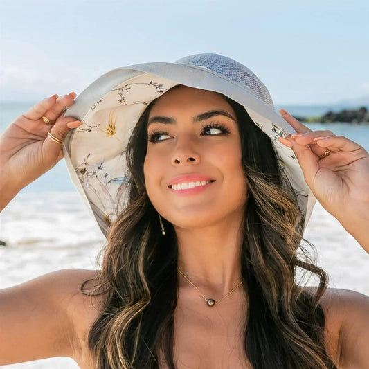 AEDAMURRA Wide Brim Summer Beach Bucket Caps for Girls Outdoor-UV-Protection Foldable Fishing Hat