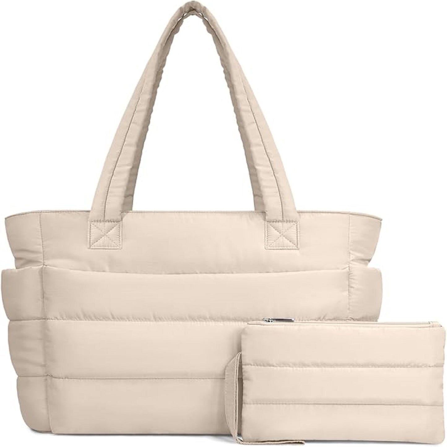 AEDAMURRA Puffer Tote Bag for Women Lightweight Puffy Handbag with Compartments