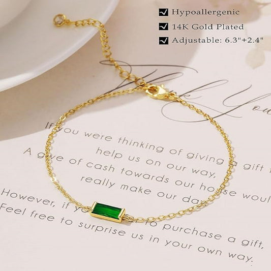 AEDAMURRA Birthstone Bracelets for Women Non Tarnish Trendy Dainty 14K Gold Plated